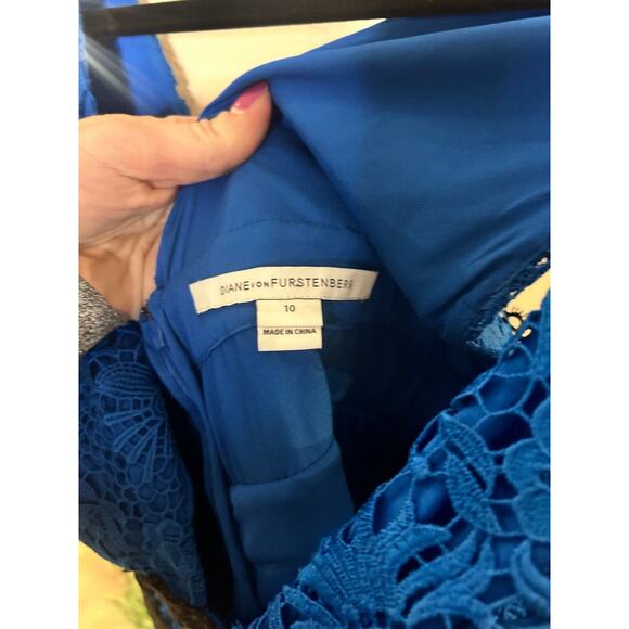 Diane Von Furstenberg Viera Blue Lace Dress Retail $498 10 - Picture 8 of 9